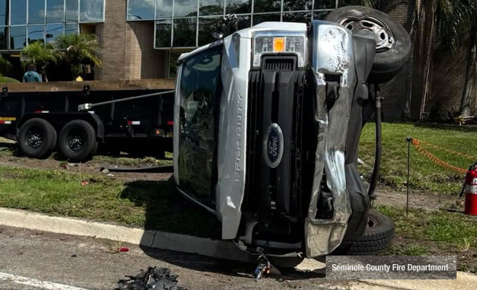 Crash scene on SR 434 west of Tollgate Trail on Tuesday, August 11, 2026 (Seminole County Fire Department).